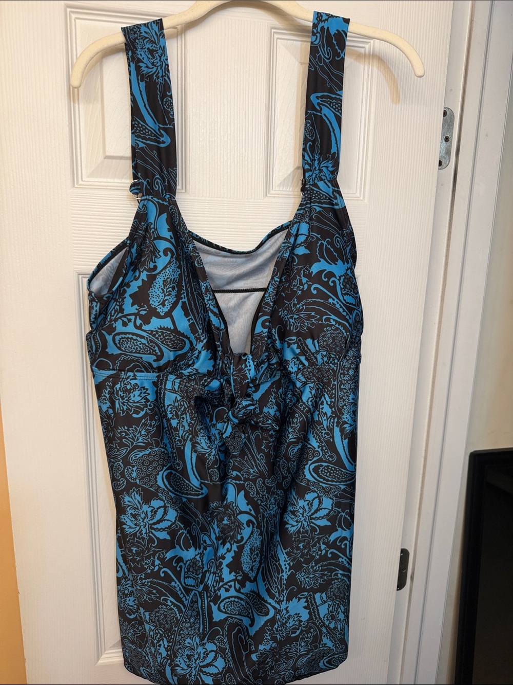 Blue and Black Floral Tankini Top